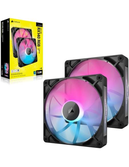 Corsair RX140 ICUE Link RGB Ventilador Suplementario Pack de 2 140mm Negro