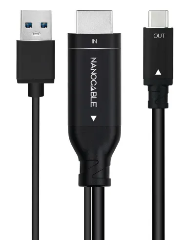Nanocable 10.15.4354 Conversor HDMI a USB-C/USB-A 1.8 M Negro