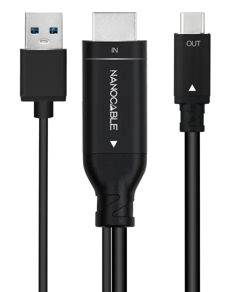Nanocable 10.15.4354 Conversor HDMI a USB-C/USB-A 1.8 M Negro