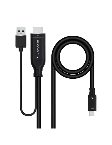 Nanocable 10.15.4354 Conversor HDMI a USB-C/USB-A 1.8 M Negro