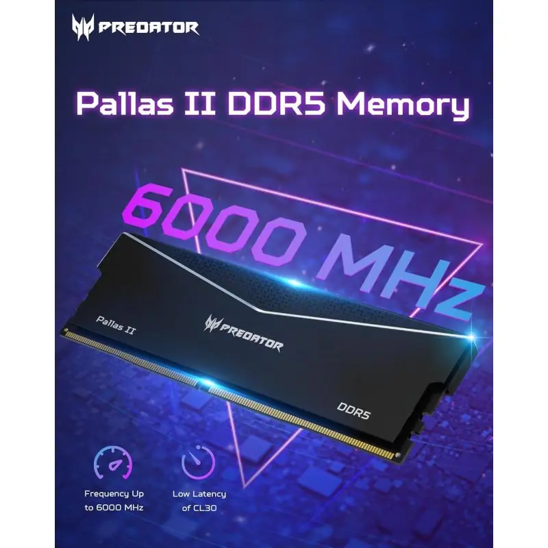 Acer Predator Pallas II DDR5 6000 Mhz 64GB CL32 Negro