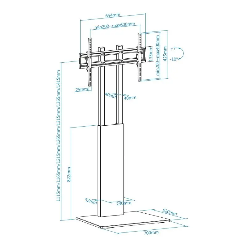 Tooq FS2288M-B Soporte de Suelo para Pantallas 32"- 85" Máx. 40Kg Negro