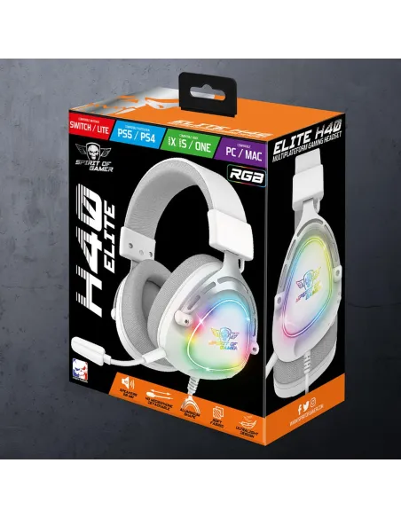 Spirit of Gamer Elite H40 Auriculares Blancos