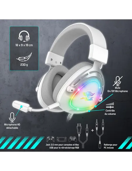 Spirit of Gamer Elite H40 Auriculares Blancos