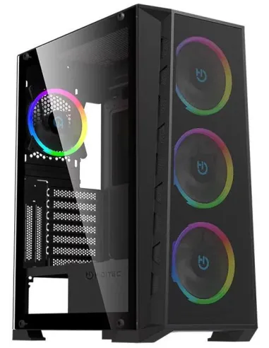 Hiditec MH12 Metal Mesh Caja Midi Tower USB-C Negra