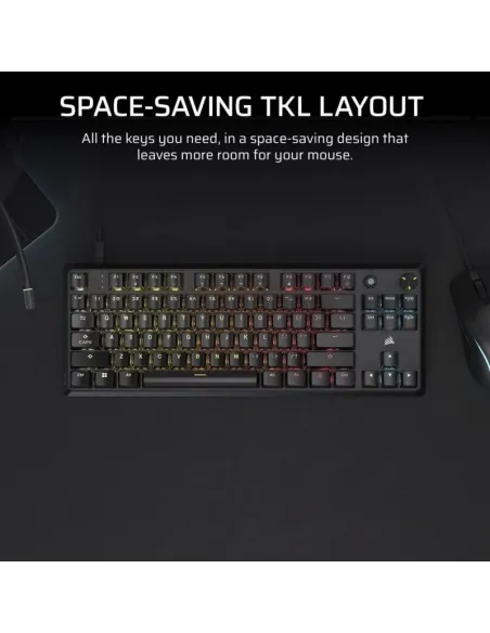 Corsair K70 CORE TKL Teclado Mecánico Gaming RGB Switch MLX Red v2 Negro