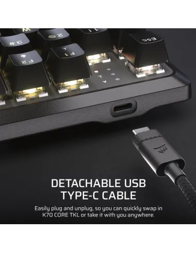 Corsair K70 CORE TKL Teclado Mecánico Gaming RGB Switch MLX Red v2 Negro