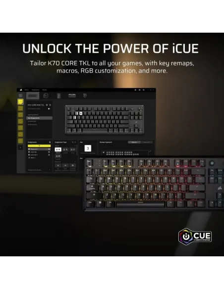 Corsair K70 CORE TKL Teclado Mecánico Gaming RGB Switch MLX Red v2 Negro