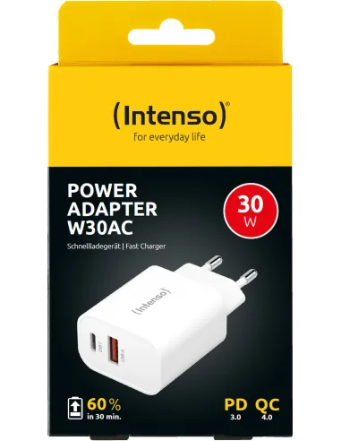 Intenso 7803012 Cargador Pared 30W USB-A/USB-C Blanco