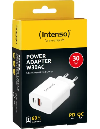Intenso 7803012 Cargador Pared 30W USB-A/USB-C Blanco