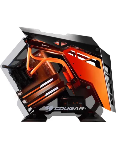 Cougar Conquer Midi-Tower Cristal Templado Negro/Naranja