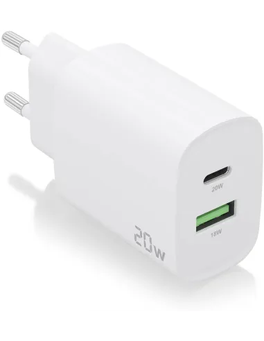 Aisens A110-0754 Cargador USB-A/USB-C 20 W Carga Rápida Blanco