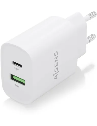 Aisens A110-0754 Cargador USB-A/USB-C 20 W Carga Rápida Blanco