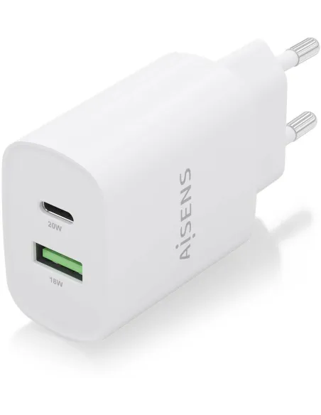 Aisens A110-0754 Cargador USB-A/USB-C 20 W Carga Rápida Blanco