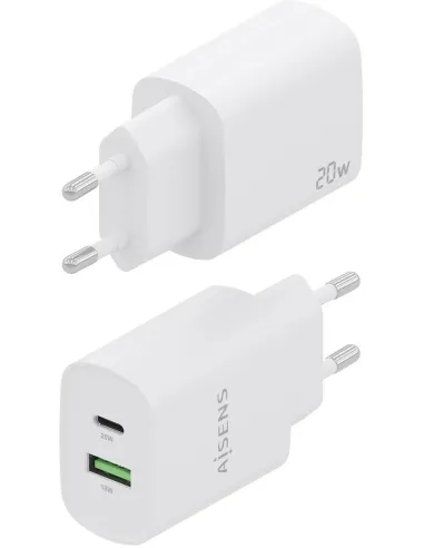 Aisens A110-0754 Cargador USB-A/USB-C 20 W Carga Rápida Blanco