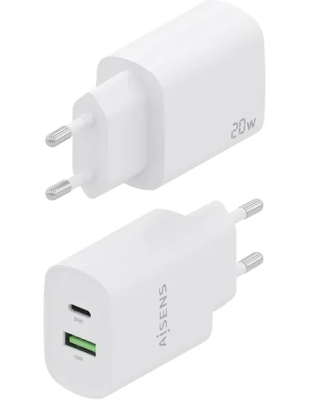 Aisens A110-0754 Cargador USB-A/USB-C 20 W Carga Rápida Blanco