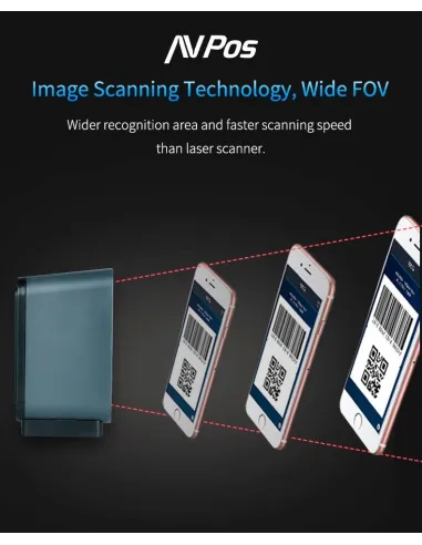 AVPos BP760 Lector de Códigos de Barras 1D/2D Gris/Azul