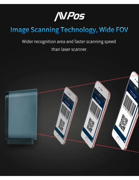 AVPos BP760 Lector de Códigos de Barras 1D/2D Gris/Azul