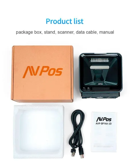 AVPos BP760 Lector de Códigos de Barras 1D/2D Gris/Azul