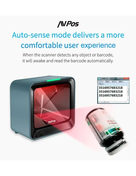 AVPos BP760 Lector de Códigos de Barras 1D/2D Gris/Azul