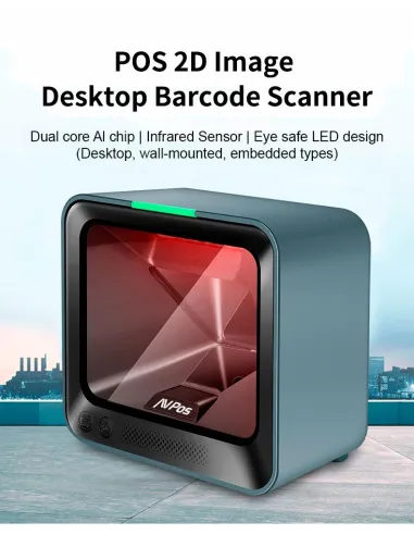 AVPos BP760 Lector de Códigos de Barras 1D/2D Gris/Azul