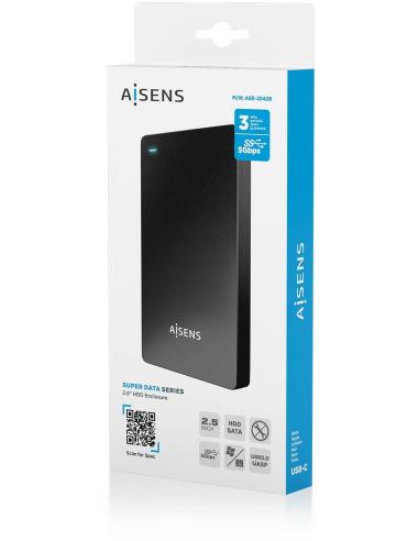 Aisens ASE-2542B Caja Externa para Disco Duro de 2.5" USB-C Negro