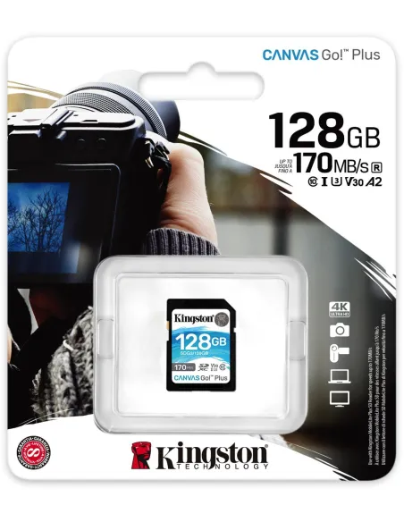 Kingston Canvas Go Plus SDXC 128GB UHS-I U3 V30 Clase 10