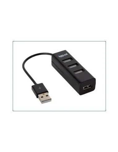 Hub USB Iggual IGG318997 Ampliador de puertos de USB-A a USB-A 4 Puertos Cable de 10 cm Acabado en Negro