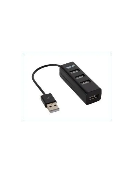 Hub USB Iggual IGG318997 Ampliador de puertos de USB-A a USB-A 4 Puertos Cable de 10 cm Acabado en Negro