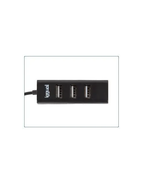 Hub USB Iggual IGG318997 Ampliador de puertos de USB-A a USB-A 4 Puertos Cable de 10 cm Acabado en Negro