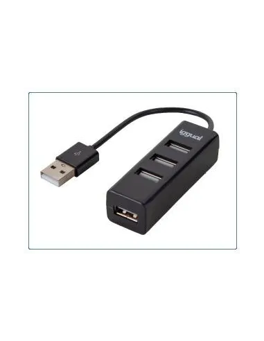 Hub USB Iggual IGG318997 Ampliador de puertos de USB-A a USB-A 4 Puertos Cable de 10 cm Acabado en Negro