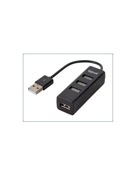 Hub USB Iggual IGG318997 Ampliador de puertos de USB-A a USB-A 4 Puertos Cable de 10 cm Acabado en Negro