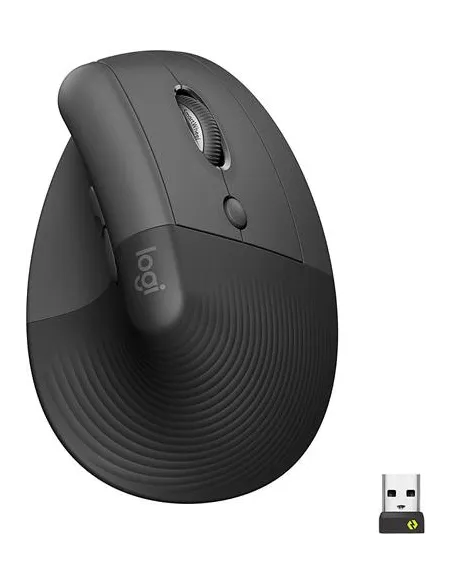 Logitech Lift Ratón Inalámbrico Vertical para Zurdos 4000 DPI Negro/Gris