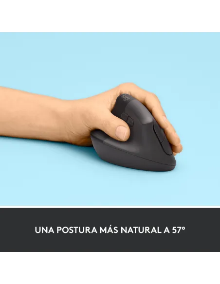 Logitech Lift Ratón Inalámbrico Vertical para Zurdos 4000 DPI Negro/Gris