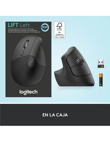 Logitech Lift Ratón Inalámbrico Vertical para Zurdos 4000 DPI Negro/Gris
