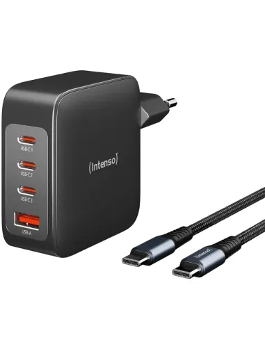 Intenso W140A3C Cargador x3 USB-C /USB-A + Cable USB-C a USB-C Negro