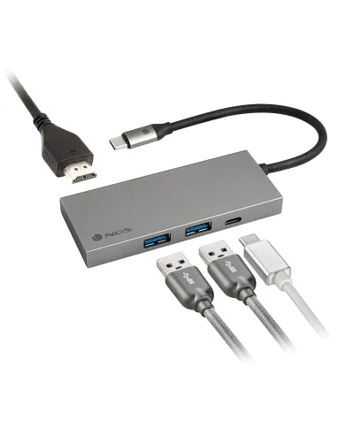 NGS WONDERDOCKPRO4 Hub USB-C a 4 Puertos USB-A/USB-C/HDMI Gris