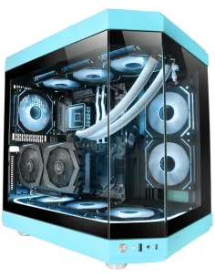 Mars Gaming MC-3T Semitorre ATX Triple Cristal Templado 3x Slots PCI Verticales USB-C 3.0 Azul-ICACSM0773