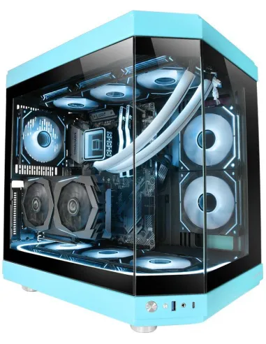 Mars Gaming MC-3T Semitorre ATX Triple Cristal Templado 3x Slots PCI Verticales USB-C 3.0 Azul