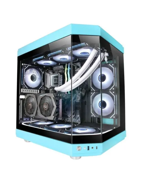 Mars Gaming MC-3T Semitorre ATX Triple Cristal Templado 3x Slots PCI Verticales USB-C 3.0 Azul
