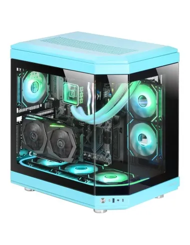 Mars Gaming MC-3T Semitorre ATX Triple Cristal Templado 3x Slots PCI Verticales USB-C 3.0 Azul