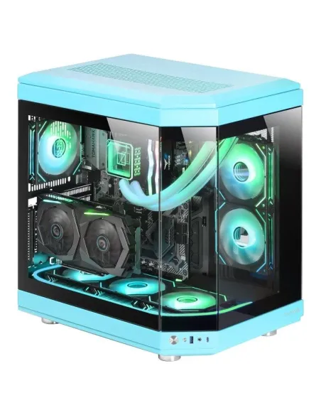 Mars Gaming MC-3T Semitorre ATX Triple Cristal Templado 3x Slots PCI Verticales USB-C 3.0 Azul