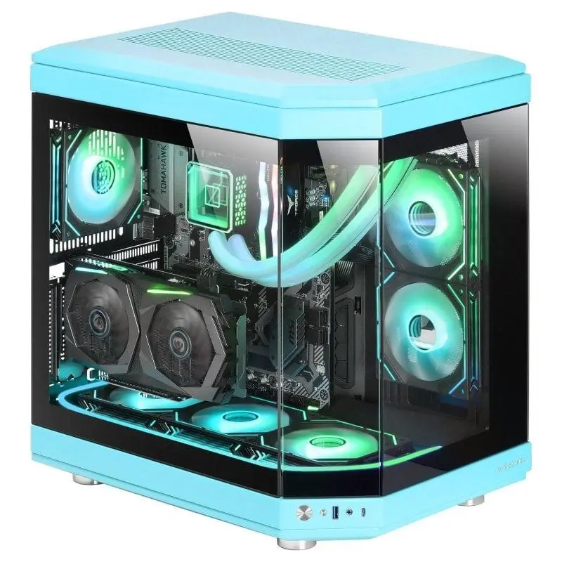 Mars Gaming MC-3T Semitorre ATX Triple Cristal Templado 3x Slots PCI Verticales USB-C 3.0 Azul