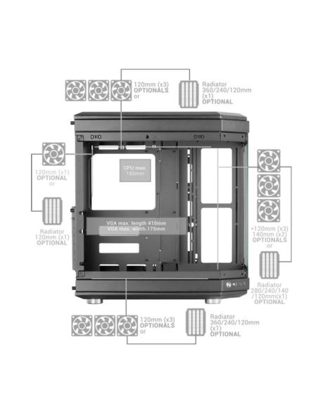 Mars Gaming MC-3T Semitorre ATX Triple Cristal Templado 3x Slots PCI Verticales USB-C 3.0 Negra