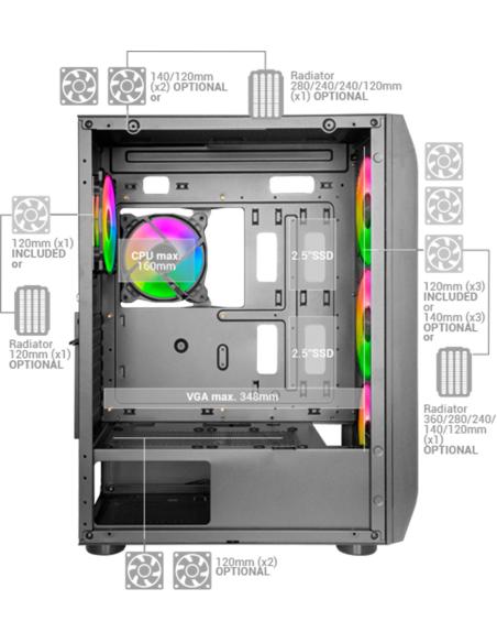 Mars Gaming MC-KX ARGB Cristal Templado USB 3.0 Blanca