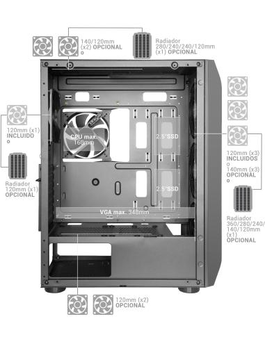 Mars Gaming MC-PRO2 Cristal Templado USB 3.0 Negra