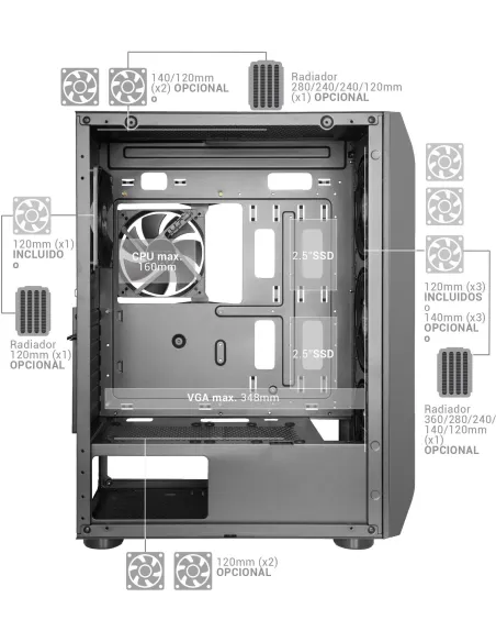 Mars Gaming MC-PRO2 Cristal Templado USB 3.0 Negra