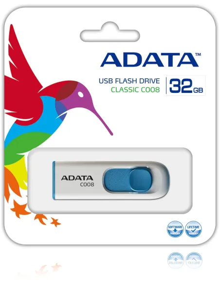 Adata C008 32GB USB 2.0 Blanco/Azul