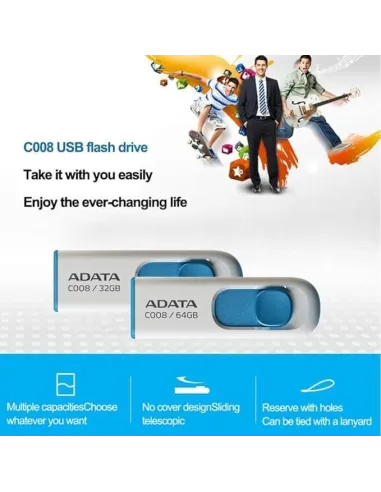 Adata C008 32GB USB 2.0 Blanco/Azul
