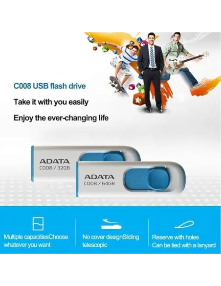 Adata C008 32GB USB 2.0 Blanco/Azul